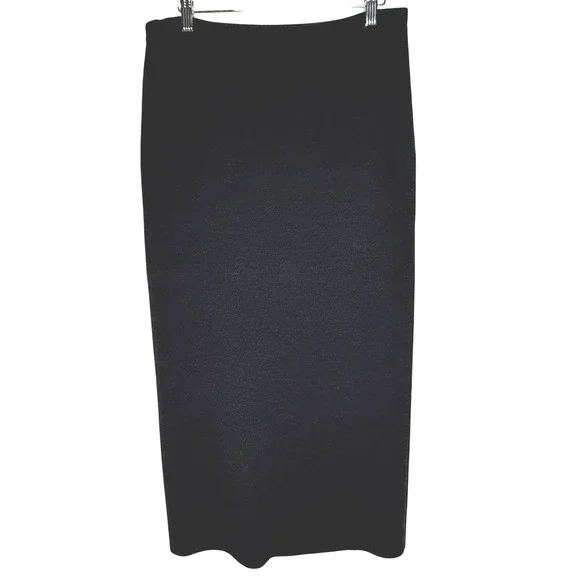 Eileen Fisher Petite Knit Midi Skirt Navy Blue Merino Wool Sz PSPS - Picture 2 of 6